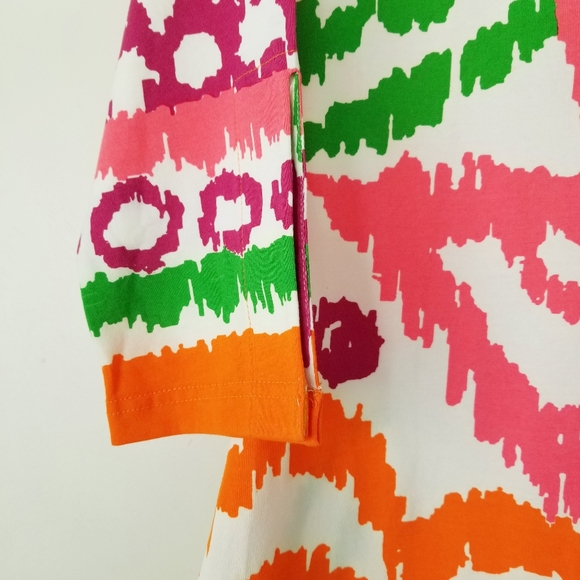 Barbara Gerwit Colorful Engineered Cotton Knit 3/4 Slit Neck Dress Small NWT - Picture 3 of 10